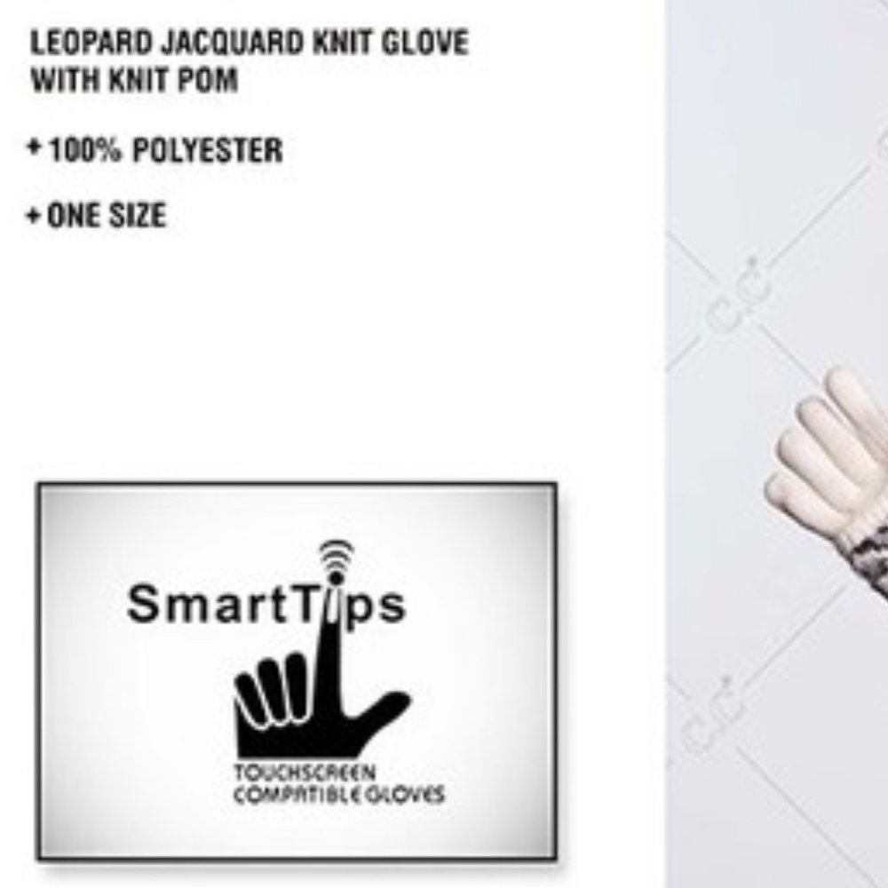 🚨 1 LEFT! C.C Leopard Knit Touch Pom Poms Glove Set - Picture 10 of 11